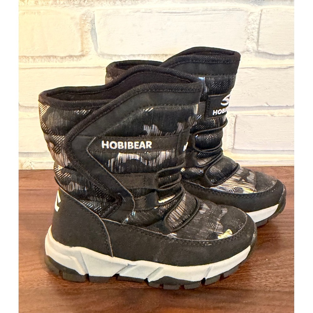 Hobibear‎ Kids Black Silver Metallic Snow Boots Faux Fur Lined EU 31 US 13-13.5